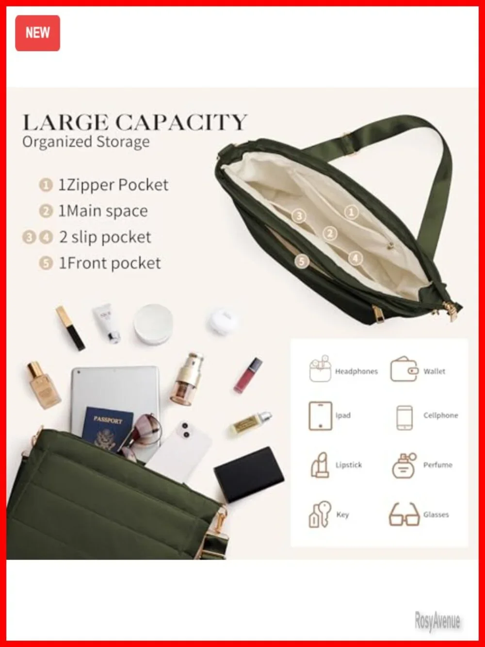 Lightweight Quilted Puffer Hobo Bag Crossbody Shoulder Tote Nylon Travel